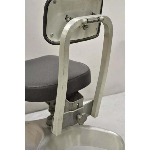 Metal Vintage Emeco Corp Art Deco Brushed Aluminum Black Swivel Office Desk Chair For Sale - Image 7 of 12