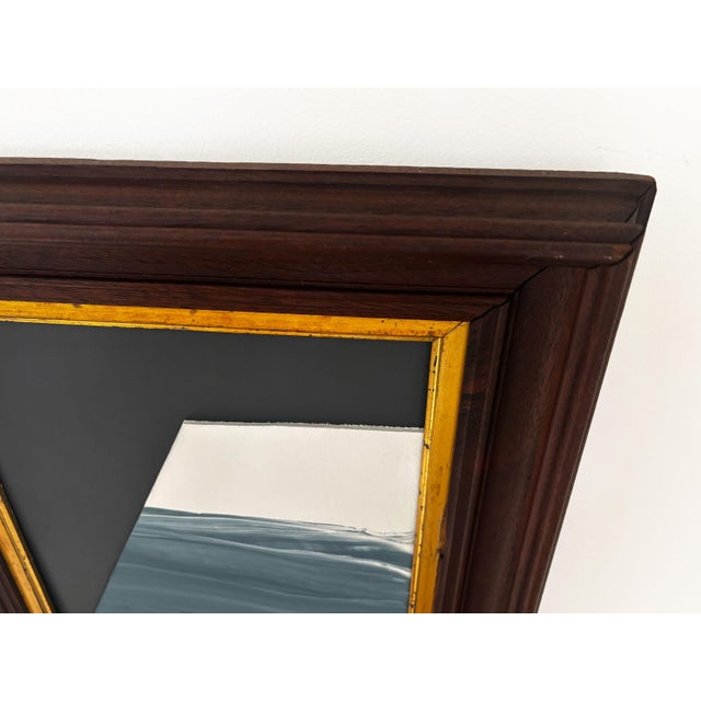 Brown Visualization" Abstract Art in Antique Frame, Seascape Painting Transitional Wall Art by JTS For Sale - Image 8 of 10