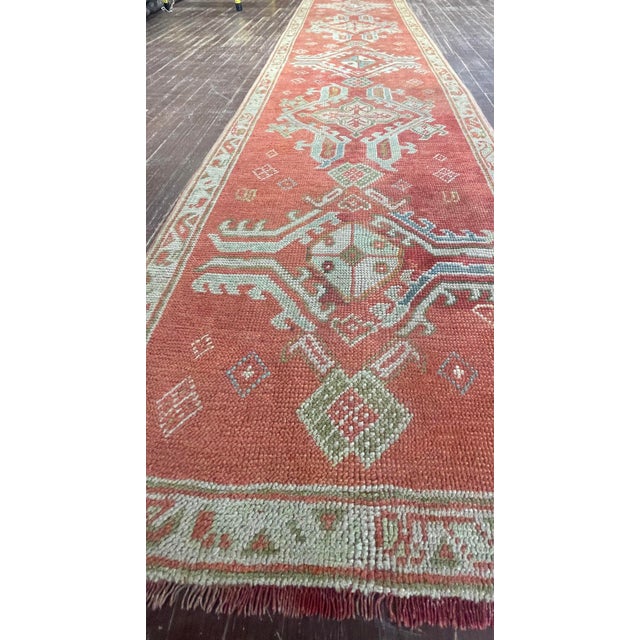 Antique Turkish Oushak Runner 3'0" × 17'2" For Sale - Image 10 of 11
