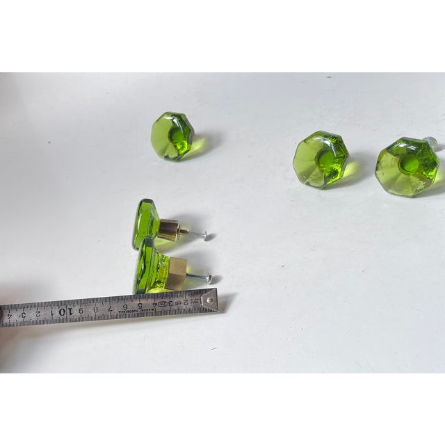 1960s Vintage Swedish Green Glass Knobs, 1960s, Set of 6 For Sale - Image 5 of 11