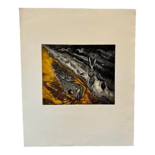Vintage Arnold Grossman Etching W/ Aquatint "California Shorebirds at Low Tide, C. 1970s For Sale