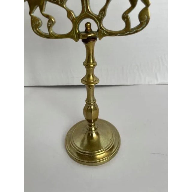 Brass Three Light Candle Holders For Sale - Image 4 of 5