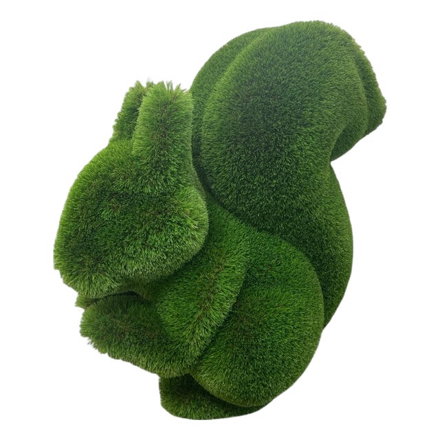 Whimsical Oversized Faux-Boxwood Squirrel Garden Sculpture For Sale