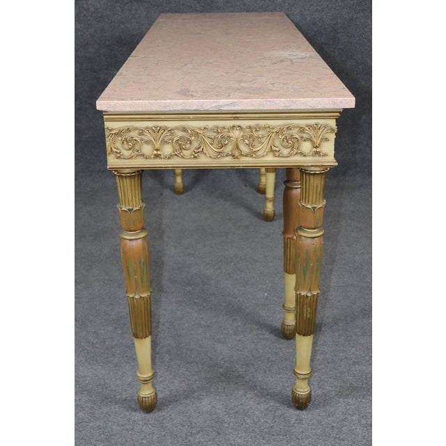 Vintage French Louis XVI Style Parcel Gilt Marble Top Console Table For Sale In Philadelphia - Image 6 of 13