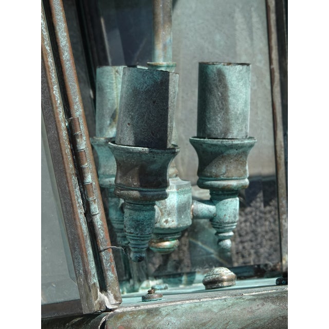 Vintage New Outdoor Wall Light Fixture Green Sconce Lantern Style For Sale - Image 11 of 11