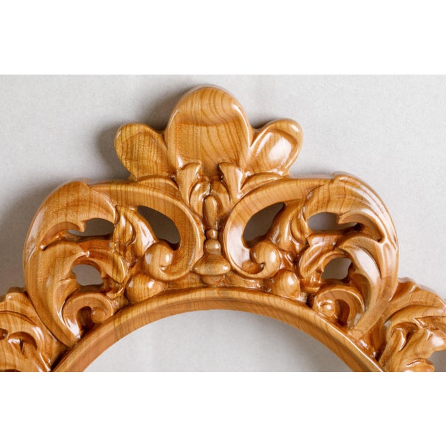 Wood Oval Wall Mirror For Sale - Image 7 of 9
