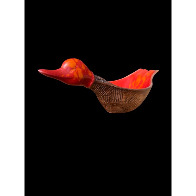 This retro piece is a vintage duck-shaped ashtray or trinket dish made by California Originals-marked "Cal Org USA" with...