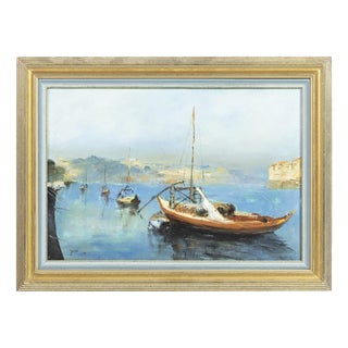 Jusa, Port View, 1990s, Acrylic on Canvas For Sale
