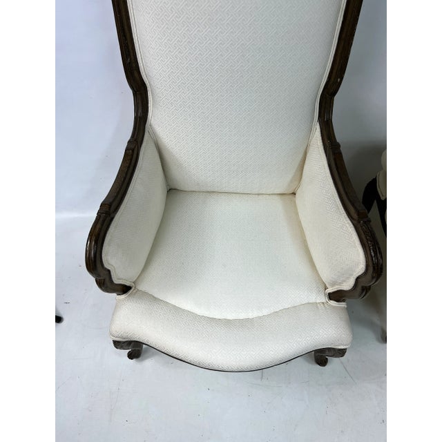 White Vintage French Style High Back Throne Chairs - a Pair For Sale - Image 8 of 13