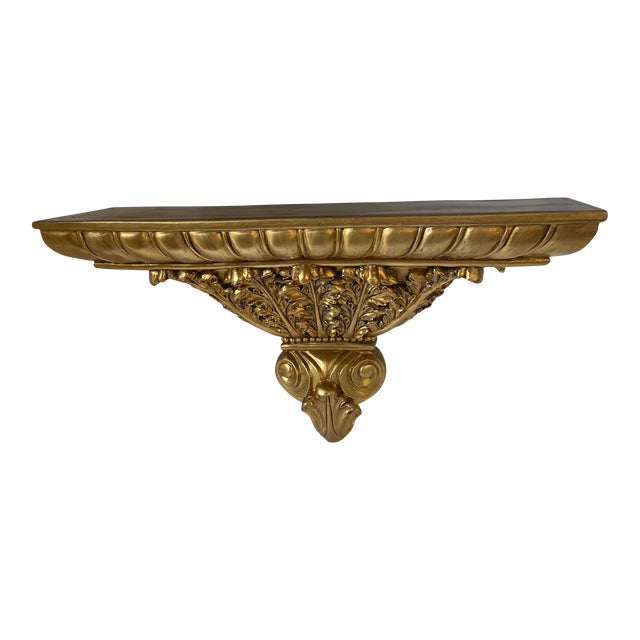 Vintage Hollywood Regency Style Gilt Gold Wall Shelf | Chairish