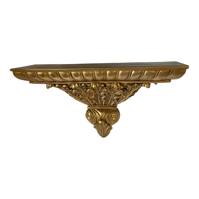 Vintage Hollywood Regency Style Gilt Gold Wall Shelf For Sale