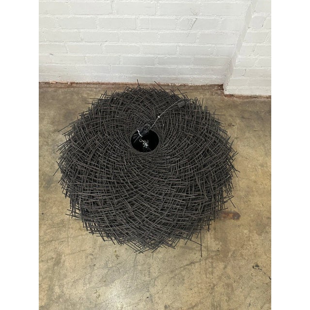 Contemporary Black Rattan Pendant, Medium For Sale - Image 9 of 10
