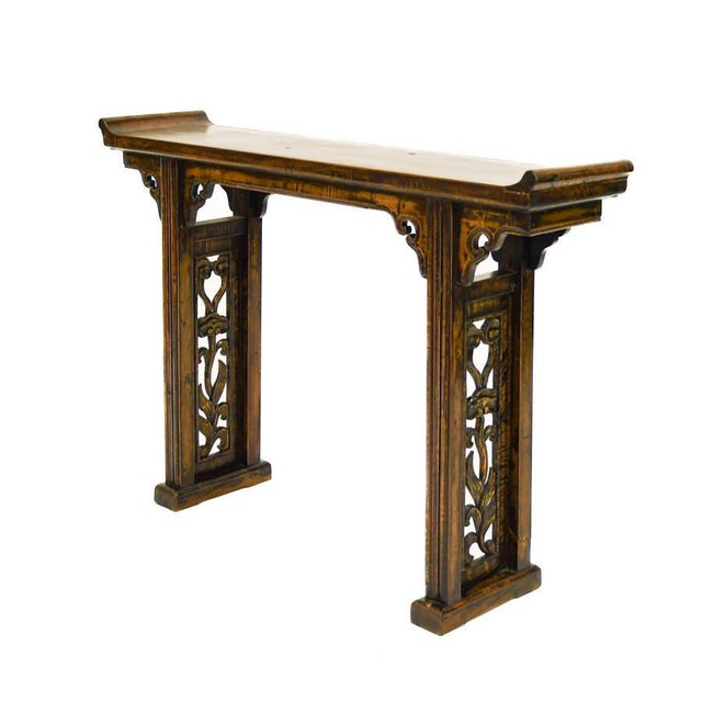 Chinese Wooden Altar Table / Console With Carved Apron For Sale - Image 4 of 6