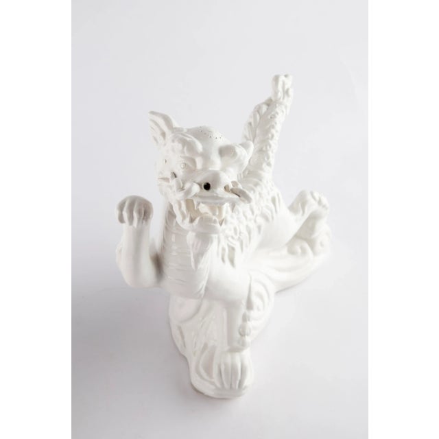 Textile White Ceramic Chinese Qilin, Pair For Sale - Image 7 of 10