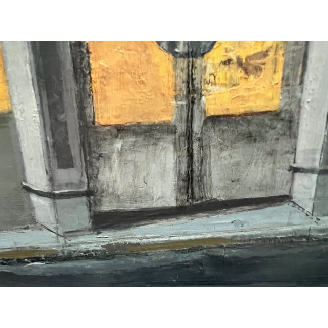 "Put a Ring on It" Contemporary Cityscape Painting in Aqua, Gray and Gold by Mill Valley Artist Mary Anne McKernie For Sale In San Francisco - Image 6 of 10