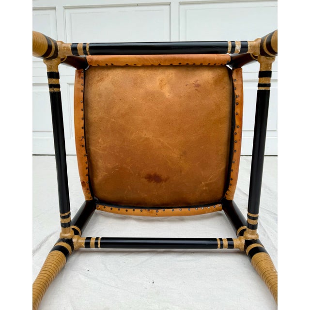 Italian Modern Mid-Century Leather and Wood Thebes-Style Chair For Sale - Image 10 of 12