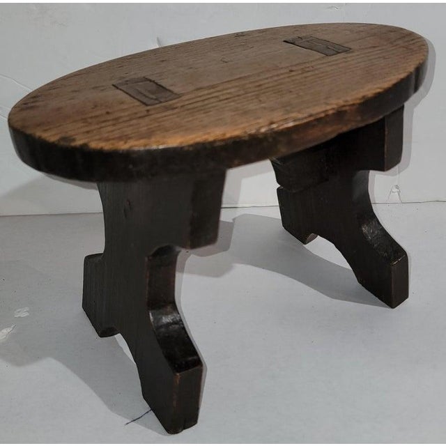 Folk Art 18Thc Original Painted & Mortised Walnut Bench / Foot Stool From Pennsylvania For Sale - Image 3 of 5