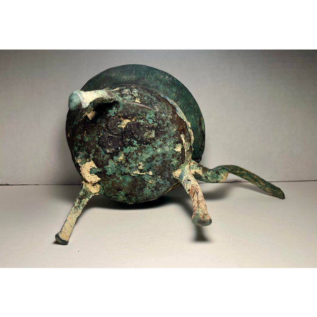 15th Century & Earlier Ancient Bronze Ware Vessel Goblet Cup With Handle For Sale - Image 5 of 9