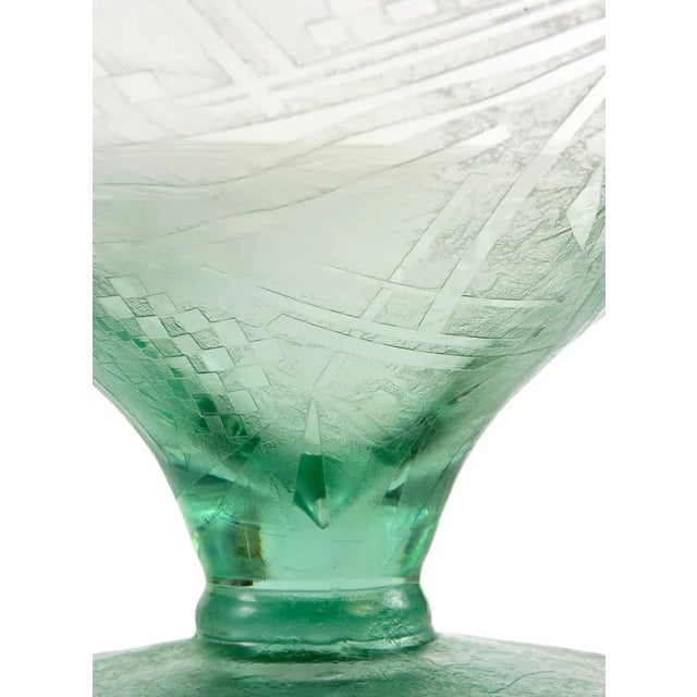 Angelo Rinaldi Acid Etched Geometrical Pattern Glass Bowl For Sale - Image 4 of 8