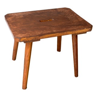 Vintage German Rustic Wooden Stool, 1920s For Sale