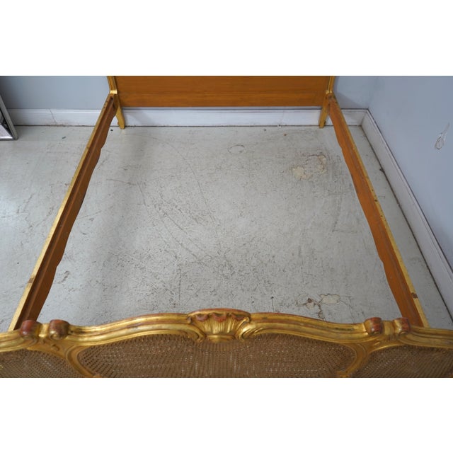 Antique Gold Gilt Queen Size Cane Back Bed For Sale - Image 12 of 16