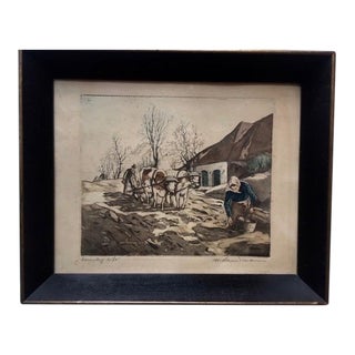 Early 20th Century Antique W. Landsman "Country Life" Hand-Colored Lithograph Print For Sale