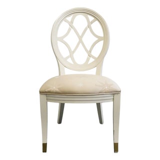 Century Furniture Villa Domain Collection Neoclassical Art Deco Maple Round Lattice Back Dining Side Chair 341-511 For Sale