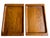 Offered is a pair of vintage hand carved teak wood trays. They feature curved and beveled sides, and recessed centers....