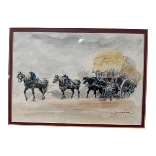Watercolor Signed by Joseph-Marie Le Tournier For Sale
