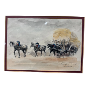 Watercolor Signed by Joseph-Marie Le Tournier