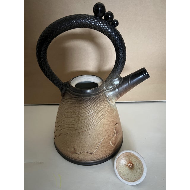 Mark Untener Studio Pottery Teapot With Braided Handle, 1990s For Sale - Image 4 of 6
