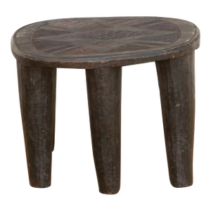 Bold Dark Brown Carved Nupe End Table
