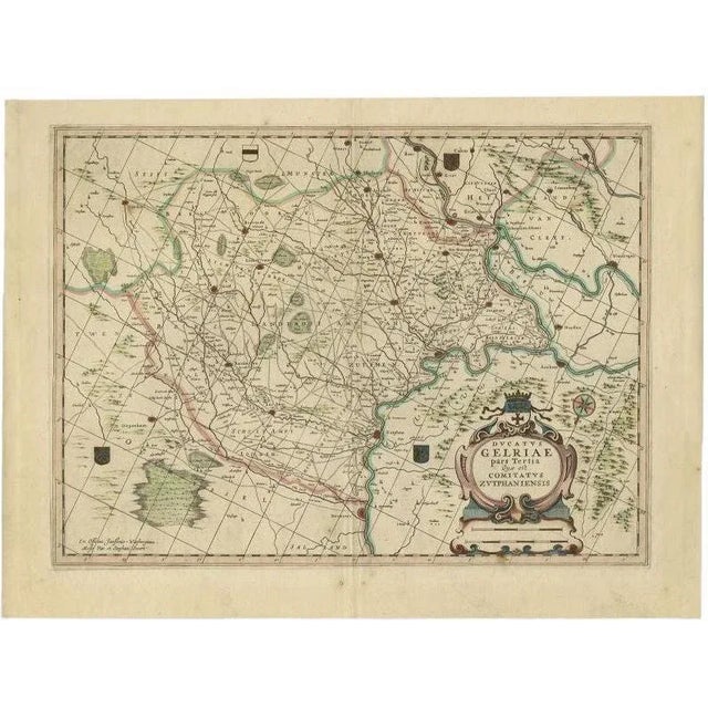 Antique Map of Zutphen in the Netherlands attributed to Janssonius, 1680s For Sale - Image 5 of 5