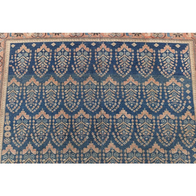 Antique Persian Malayer Orange Handwoven Wool Rug For Sale - Image 4 of 9