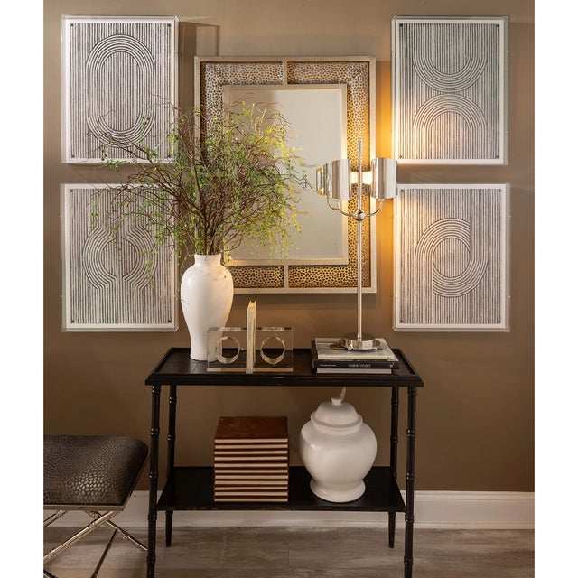 Lauderdale Nickel Bamboo Leg Bench, Wayland For Sale In Chicago - Image 6 of 7