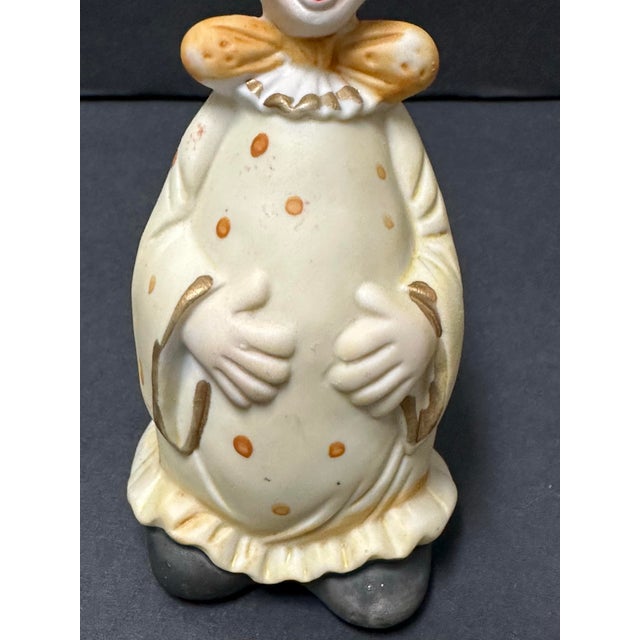 Ceramic Late 20th Century Porcelain Yellow Polka Dots Clown Bell For Sale - Image 7 of 9