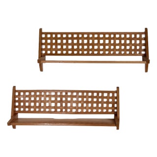 Mid-Century Wall Shelves with Woven Back Panel from Úluv, 1960s, Set of 2 For Sale