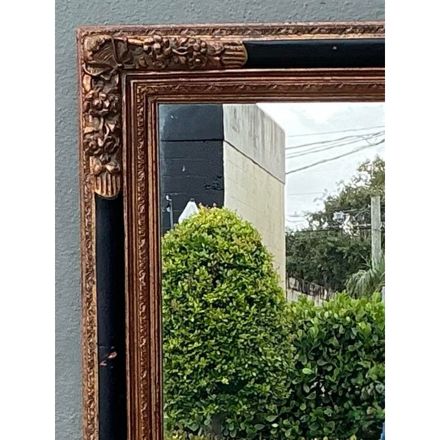 Wood Vintage Ornate Gold and Black Frame Mirror For Sale - Image 7 of 12