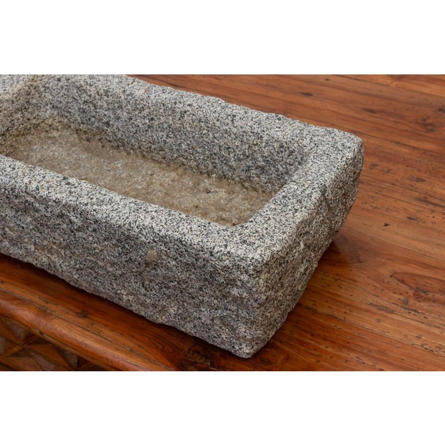 Primitive Hand-Carved Granite Basin For Sale - Image 4 of 9