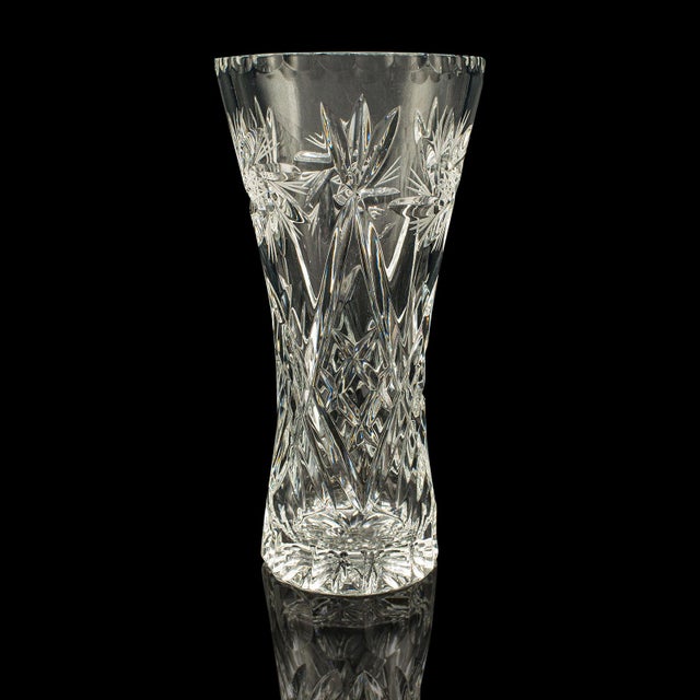 English Vintage Crystal Flower Vase, English, Cut Glass, Bouquet, Sleeve, Circa 1940 For Sale - Image 3 of 12