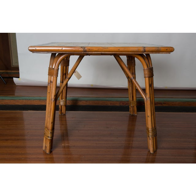 Wood Cote D'Azur Rattan, Tile Table and Chairs - 5 Pieces For Sale - Image 7 of 12