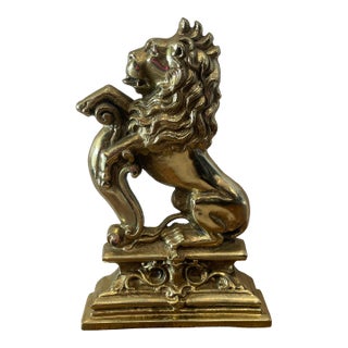 1980s Brass Lion Doorstop For Sale