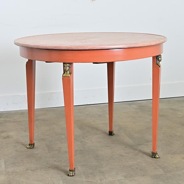Mid 20th Century French Empire Style Marble Top Painted Center Table For Sale - Image 11 of 11
