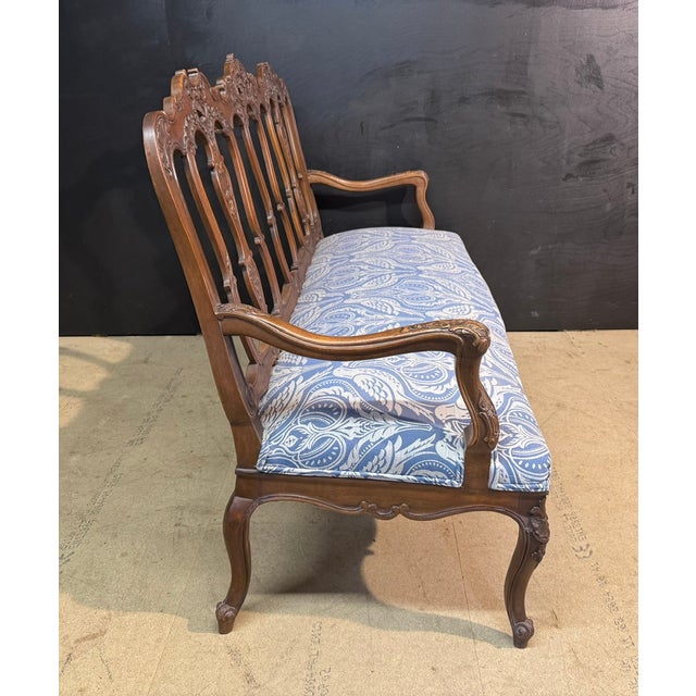 Late 19th Century Walnut 3-Seater Couch, 1890 For Sale - Image 5 of 16