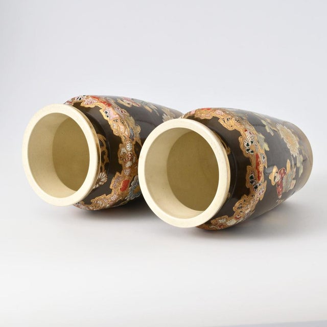 Antique Japanese Children Playing Satsuma Vases, 1890s, Set of 2 For Sale - Image 6 of 15