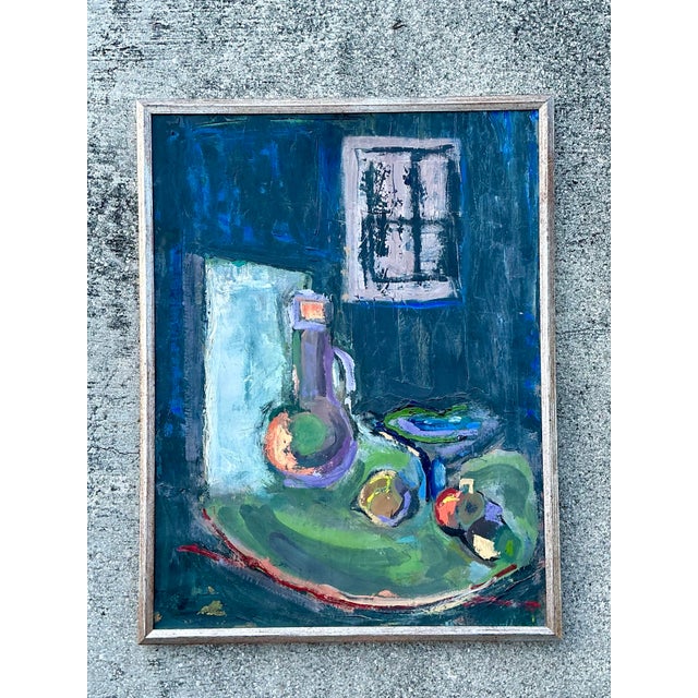 Vintage Original Abstract Still Life on Canvas For Sale - Image 11 of 12