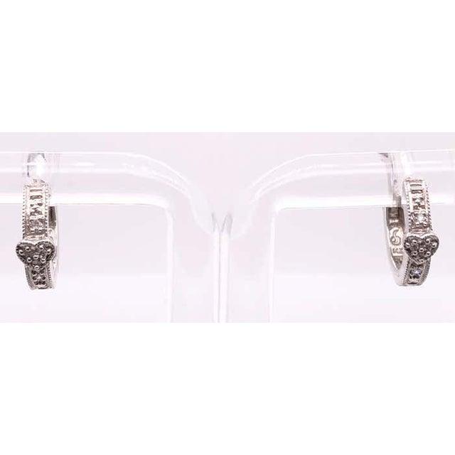 14 Karat White Gold Diamond Heart Front and Back Hoop Earrings For Sale - Image 4 of 8