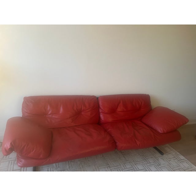 Poltrona Frau "Ouverture" Red Leather Sofa - Made in Italy For Sale - Image 6 of 10