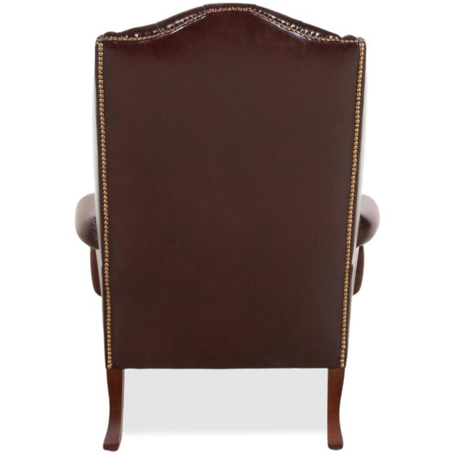 Leather and Wood Chesterfield Armchairs and Ottoman, Set of 2 For Sale - Image 17 of 18