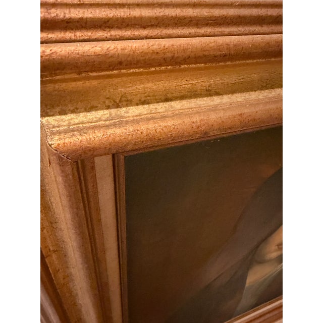 Textile Vintage Madonna Portrait After Sassoferrato, Oil on Canvas in Mid-Century Wood Frame For Sale - Image 7 of 18